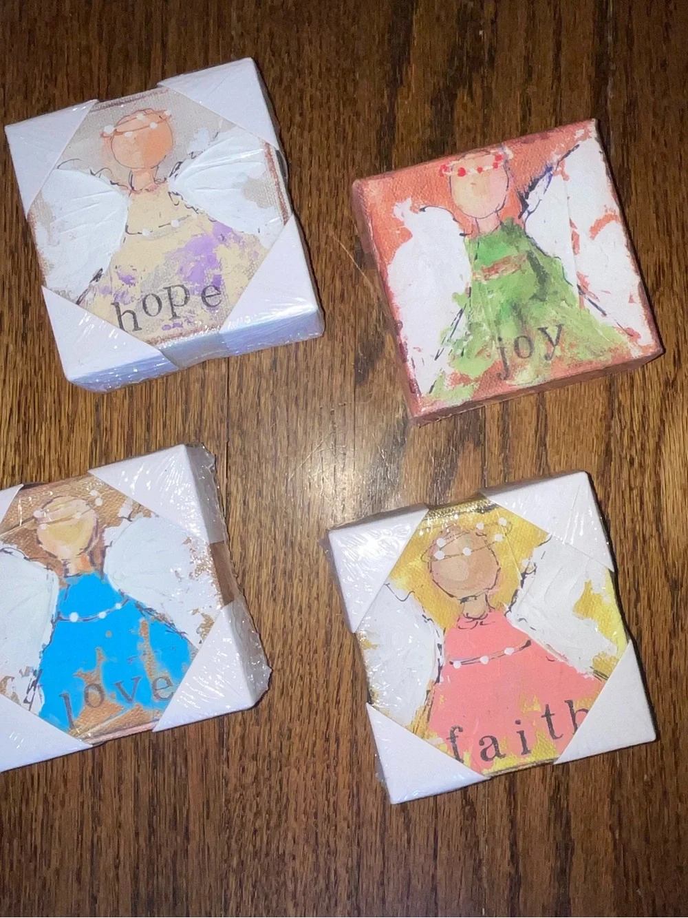 Faith Hope Joy Love Angel Mini Canvas Wall Art - Multi-Color Set